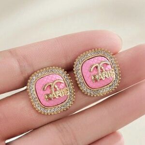Chic Paris Pink and Gold Earrings